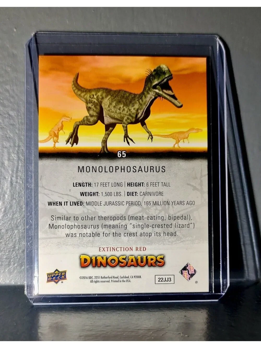 2015 Upper Deck Dinosaurs Monolophosaurus Extinction Red Parallel #65 Card